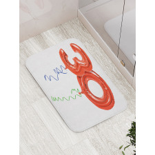 Red Balloons Ribbons Bath Mat