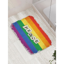 Grunge Flag Peace Word Bath Mat