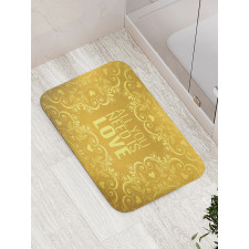 Romantic Words Swirls Bath Mat