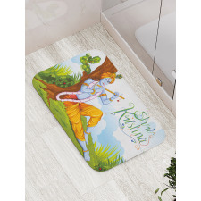 Playing Flute Forest Bath Mat