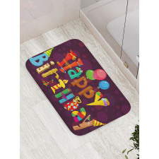 Party Objects as Letters Bath Mat