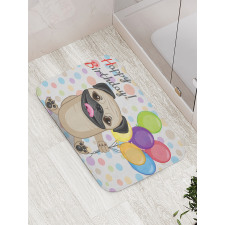 Birthday Pug Dog Bath Mat