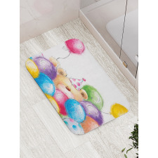 Sketchy Bear Balloons Bath Mat