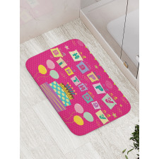 Present Boxes Pink Bath Mat