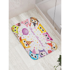 Birthday Party Owls Bath Mat