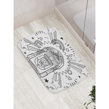 Cartoon Sketchy Music Box Bath Mat