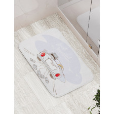 Retro Married Couple Car Bath Mat