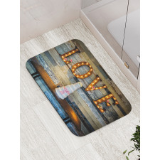 Wedding Cake Love Wood Bath Mat