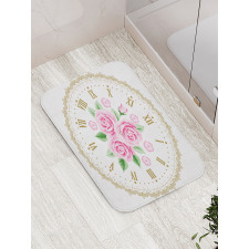 Vintage Clock Roses Bath Mat