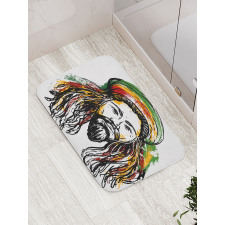 Rasta Man Sketch Portrait Bath Mat