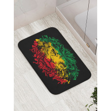 Grunge Lion Head Portrait Bath Mat