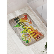 World Map Reggae Words Bath Mat