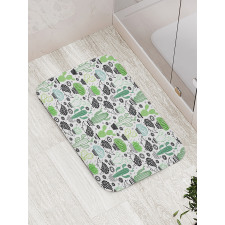 Hedgehog Saguaro Cartoon Bath Mat