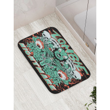 Retro Skulls Ghost Bath Mat