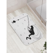 Fishing Kitty on Moon Art Bath Mat