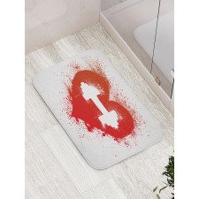 Red Heart Dumbbell Art Bath Mat