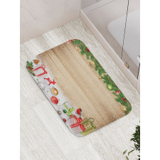 Pine Wood Planks Snow Bath Mat