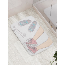 Girl Shoes Floral Bath Mat