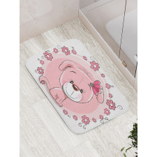 Puppy Daisy Flowers Bath Mat