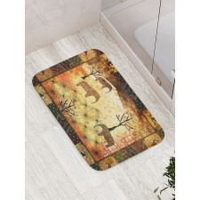 Grunge Elephants Roses Bath Mat