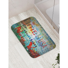 Grunge Words Culture Bath Mat