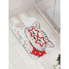 Cat Star Glasses Funny Bath Mat