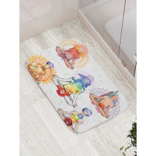 Men in Watercolors Sketch Bath Mat