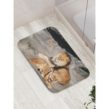 Lions Basking in Sun Jungle Bath Mat