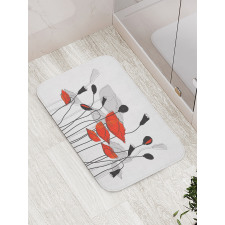 Hand Drawn Poppy Flowers Bath Mat