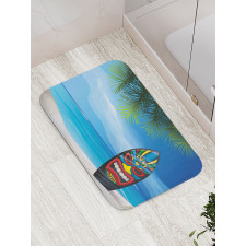 Tiki Surfboard Bath Mat