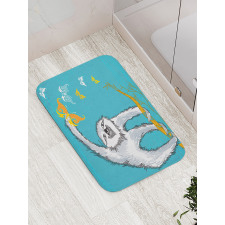 Sketchy Sloth Butterflies Bath Mat