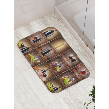 Grapes Meat Drink Collage Bath Mat