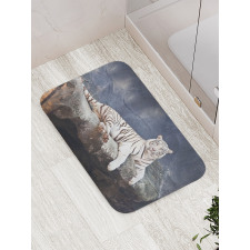 Wildlife Cat on the Rock Bath Mat