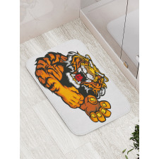 Cartoon Angry Wild Cat Bath Mat