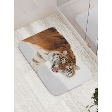 Panthera on Snow Close Bath Mat