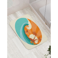 Retro Man Surfing Bath Mat