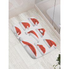 Santa Hats Pattern Bath Mat