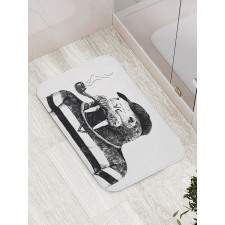 Walrus with Pipe Sketch Bath Mat