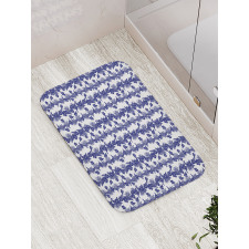 Blue and White Hibiscus Bath Mat