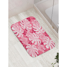 Monstera Leaves Blossoms Bath Mat