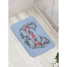 Fun Portrait Red Glasses Bath Mat