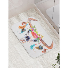 Bull Skull Boho Plant Bath Mat