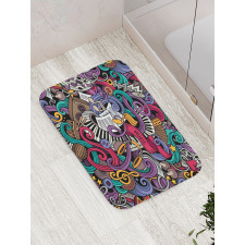 Music Theme Instruments Bath Mat