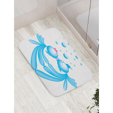 Blue Cartoon Fishes Heart Bath Mat