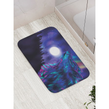 Aurora Borealis and Wolf Bath Mat