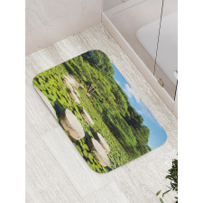 Japanese Stone Path Lotus Bath Mat