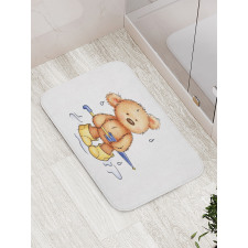 Teddy Bear Rain Umbrella Bath Mat