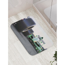 Indy Cars on Asphalt Road Bath Mat