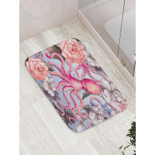 Animal Watercolor Flowers Bath Mat