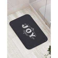 Retro Style Ornate Words Bath Mat